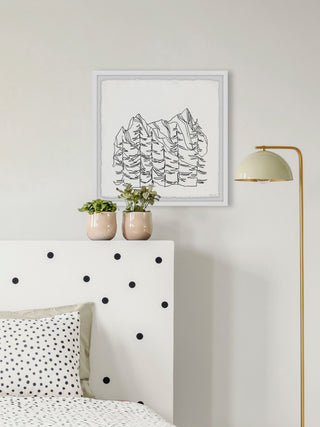 "Mountains Outline" Framed Painting Print, 24x24