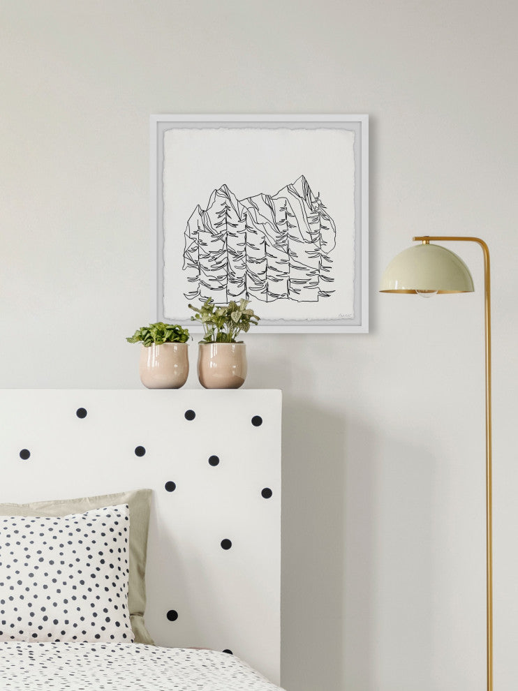"Mountains Outline" Framed Painting Print, 24x24