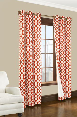 Pair of Thermal Insulated Grommet Top Curtains, Coral, 80"w X 84"l