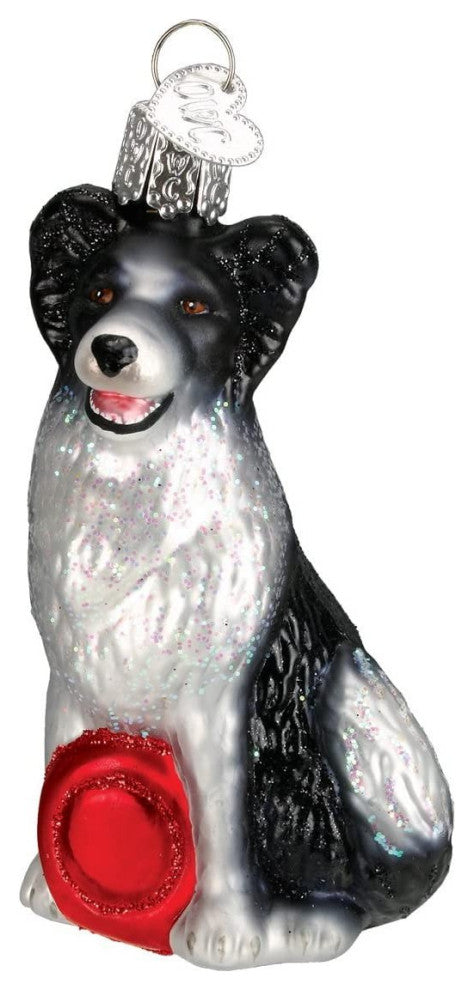 Old World Christmas Border Collie Christmas Blown Glass Ornament
