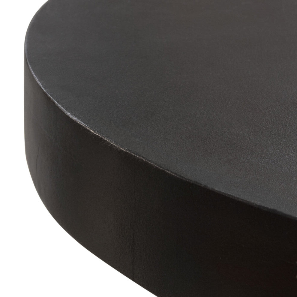 Rune 42" Round Cocktail Table With Iron Leg Base, Black