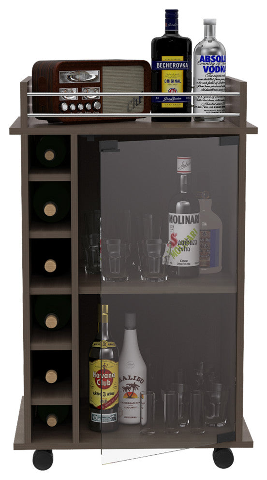 Huali Bar Cart, Smoky Oak