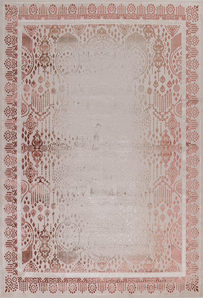 Decorative Geometric Damask Transitional Oriental Rug Turkish Carpet 9x13
