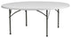 Round Folding Table, Gray Locking Legs With White Granite Finished Plastic Top