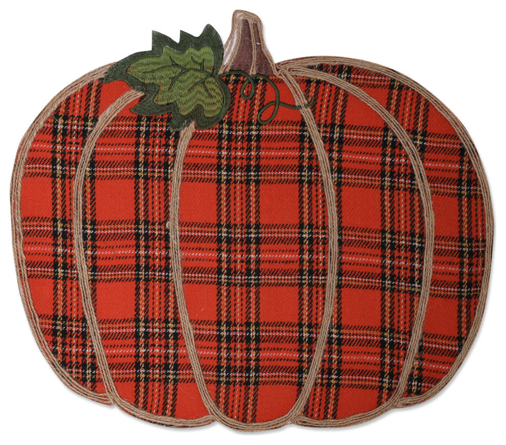 Indoor Pumpkin Plaid Orange Placemat, Set of 2