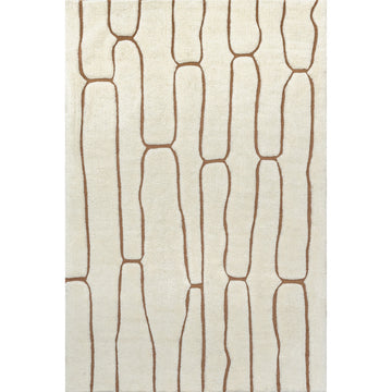 Nazco Abstract New Zealand Wool Area Rug, Cream 10''x14''