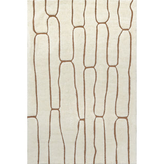 Nazco Abstract New Zealand Wool Area Rug, Cream 10'x14'