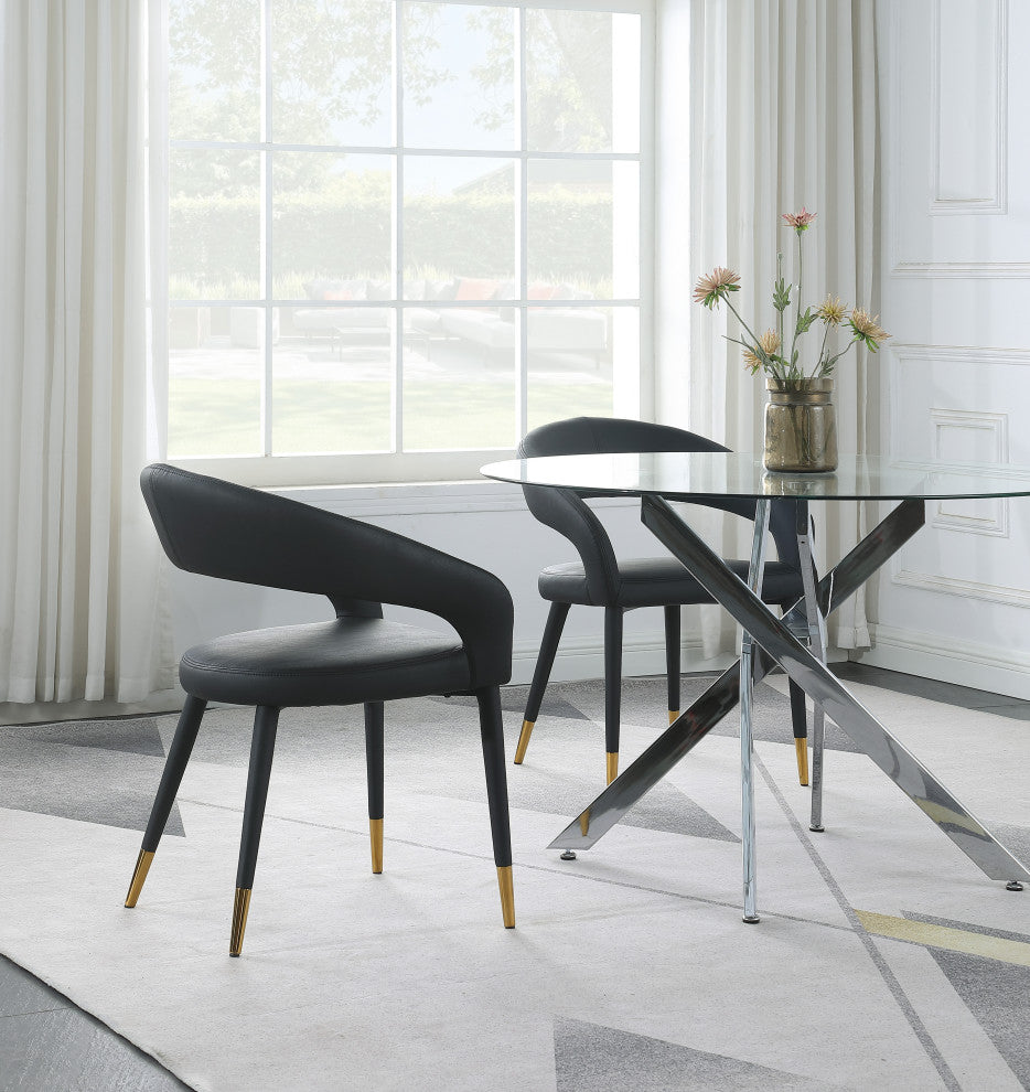 Destiny Dining Chair, Black, Faux Leather