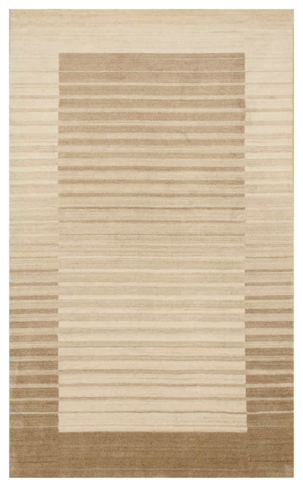 Ivory/Brown Urban Handmade Wool and Viscose Rug, 9' X 12'