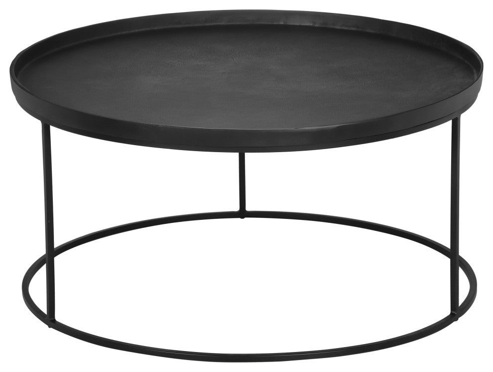 Elements Sana Coffee Table, Antique Zinc Top, Black Frame