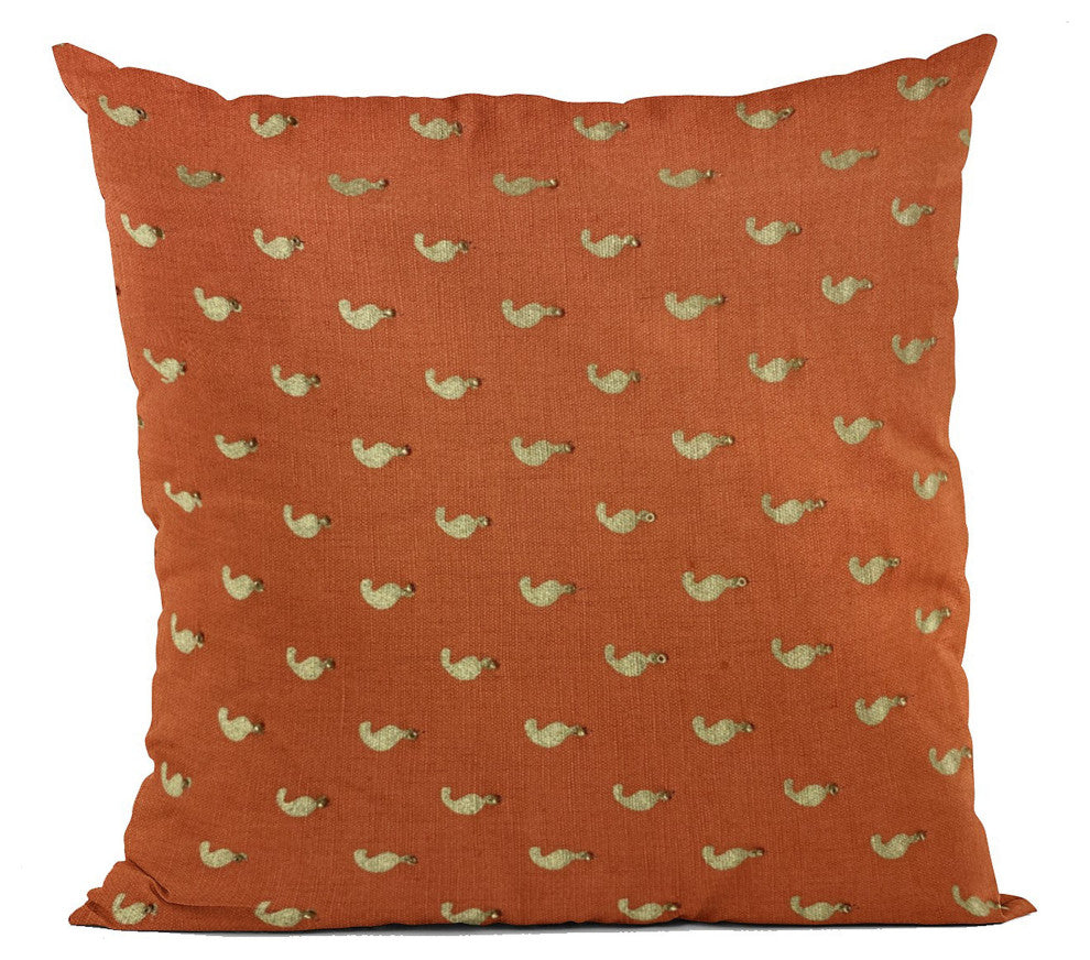 Plutus Red Beaded Motif Luxury Throw Pillow, 16"x16"
