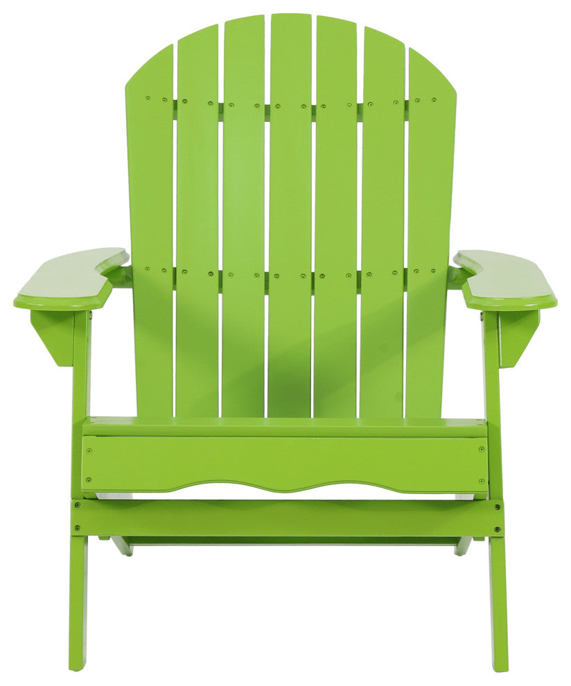 Cartagena Outdoor Acacia Wood Folding Adirondack Chair, Set of 4, Light Green