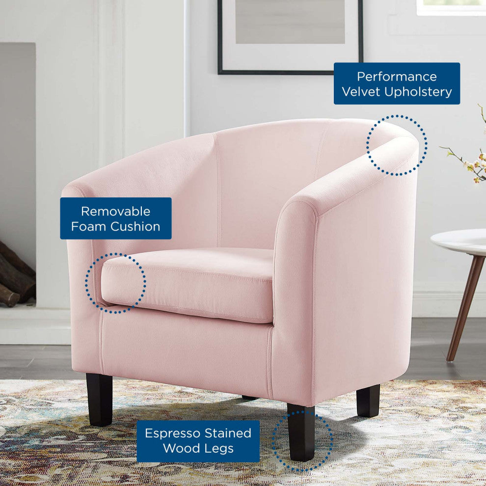 Armchair Accent Chair, Velvet, Pink, Modern, Living Lounge Hotel Hospitality