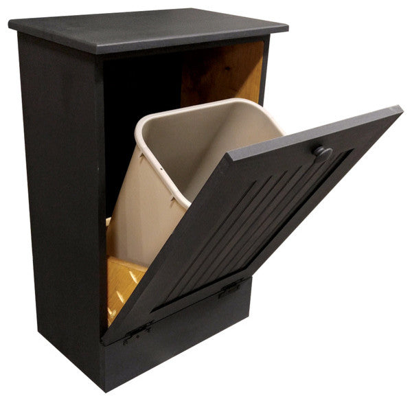 Wooden Trash Bin, Black