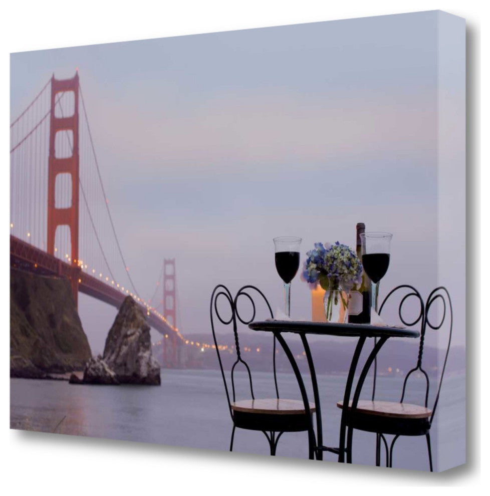 Up Close Bistro Caf" Golden Gate Bridge 3 Giclee Wrap Canvas Wall Art