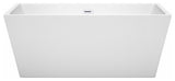Sara 59" Freestanding White Bathtub, Shiny White Drain and Overflow Trim