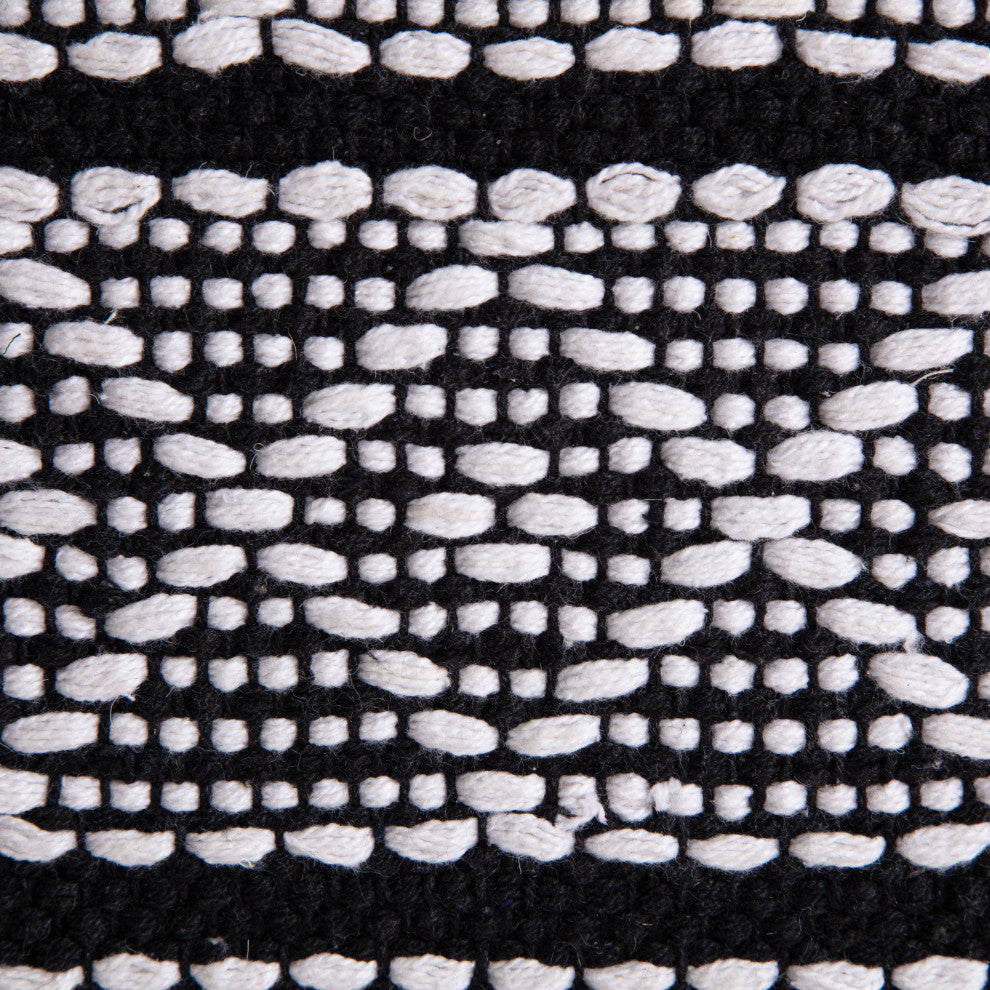 Chouteau Black 22" x 22" x 16" Black and Ivory Pouf