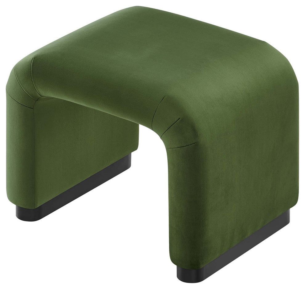 Koda Performance Velvet Waterfall Stool - Black Moss Green