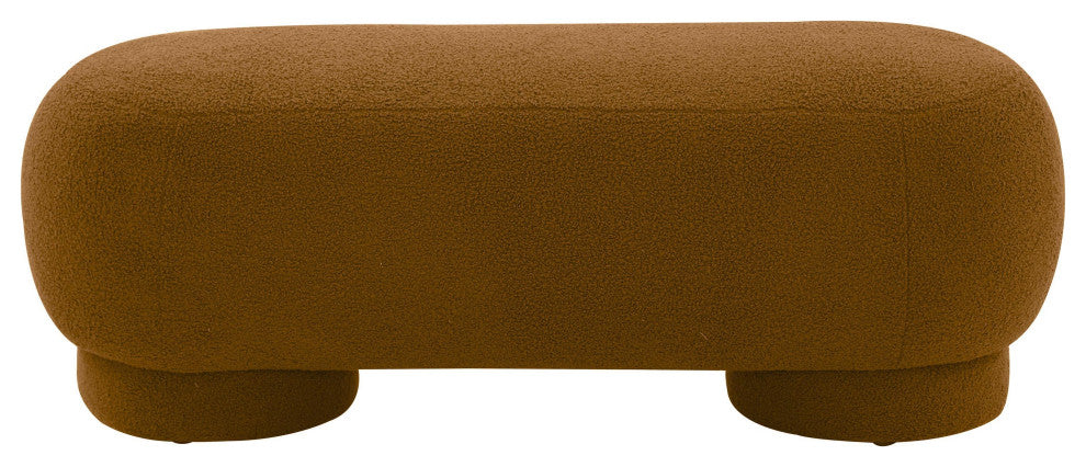 Mara Cinnamon Brown Vegan Shearling Ottoman