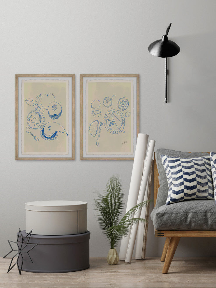 Fruits and Seafood Diptych, 2-Piece Set, 8x12 Panels