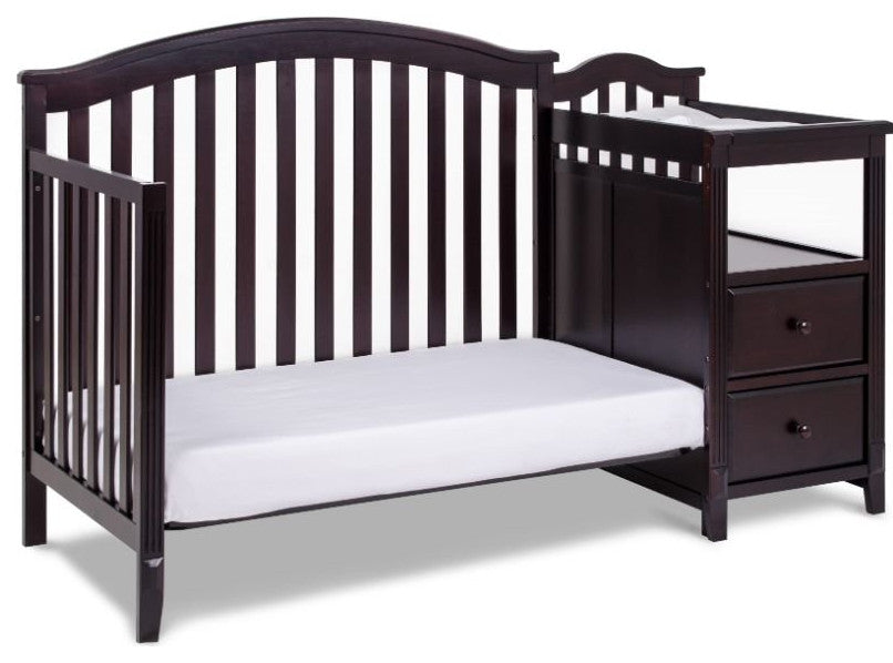 AFG Baby Furniture Kali 4-in-1 Convertible Crib w/ Toddler Guardrail Espresso