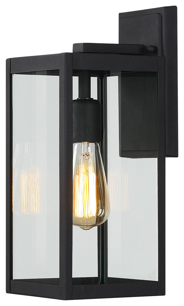 15"H Outdoor Black Modern Wall Lantern Sconce Light