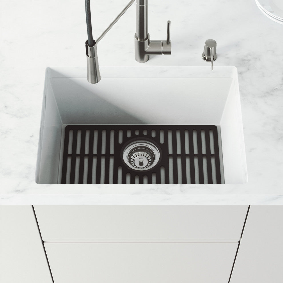 VIGO Silicone Protective Bottom Grid for Single Bowl Kitchen Sink, Matte Black, 19"lx14"w