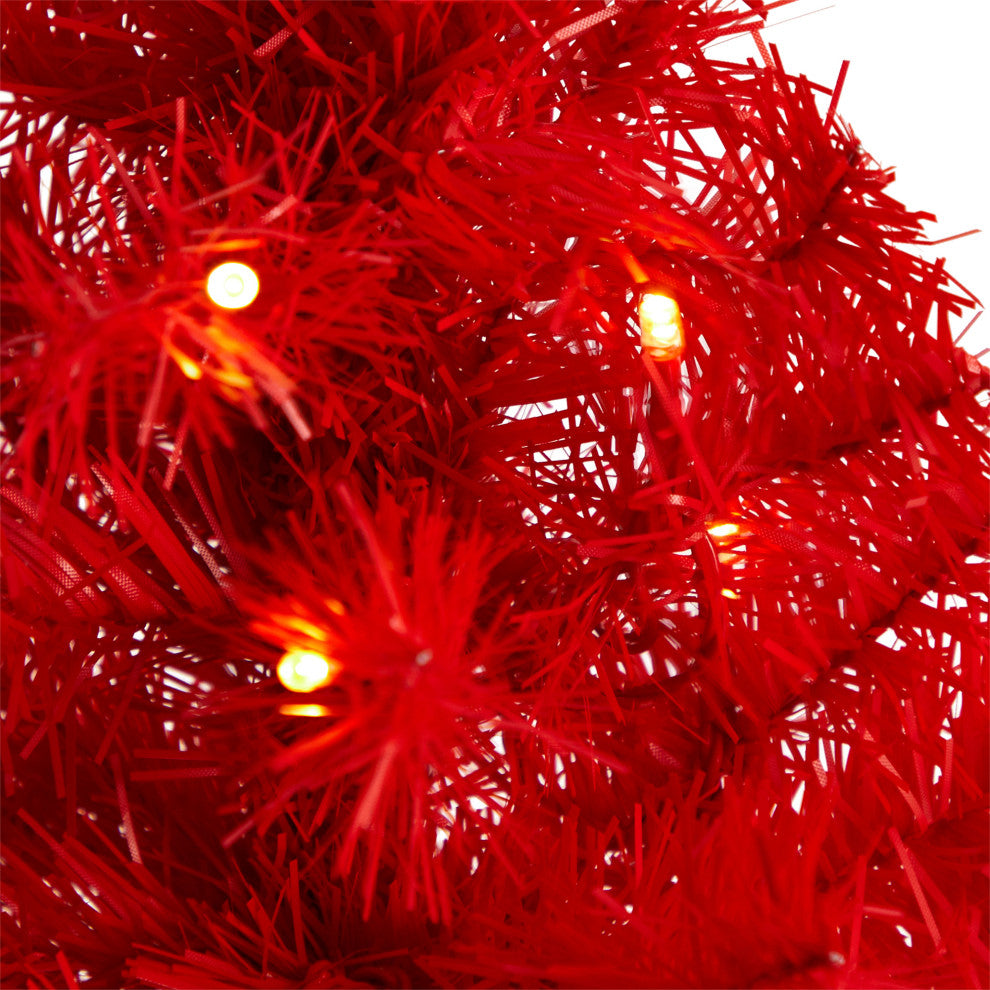 2' Red Artificial Christmas Tree With 35 LED Lights and 72 Bendable Branches
