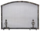 Forged Iron Arched Top Fireplace Screen With Andiron Feet, Small