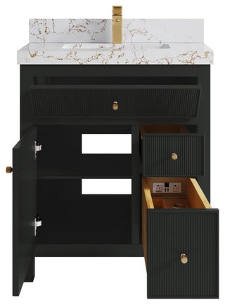 Sonoma 30" Single Sink Bath Vanity in Black Top, 2" Viola Gold