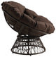 Papasan Chair With Brown Round Pillow Cushion and Brown Wicker Weave