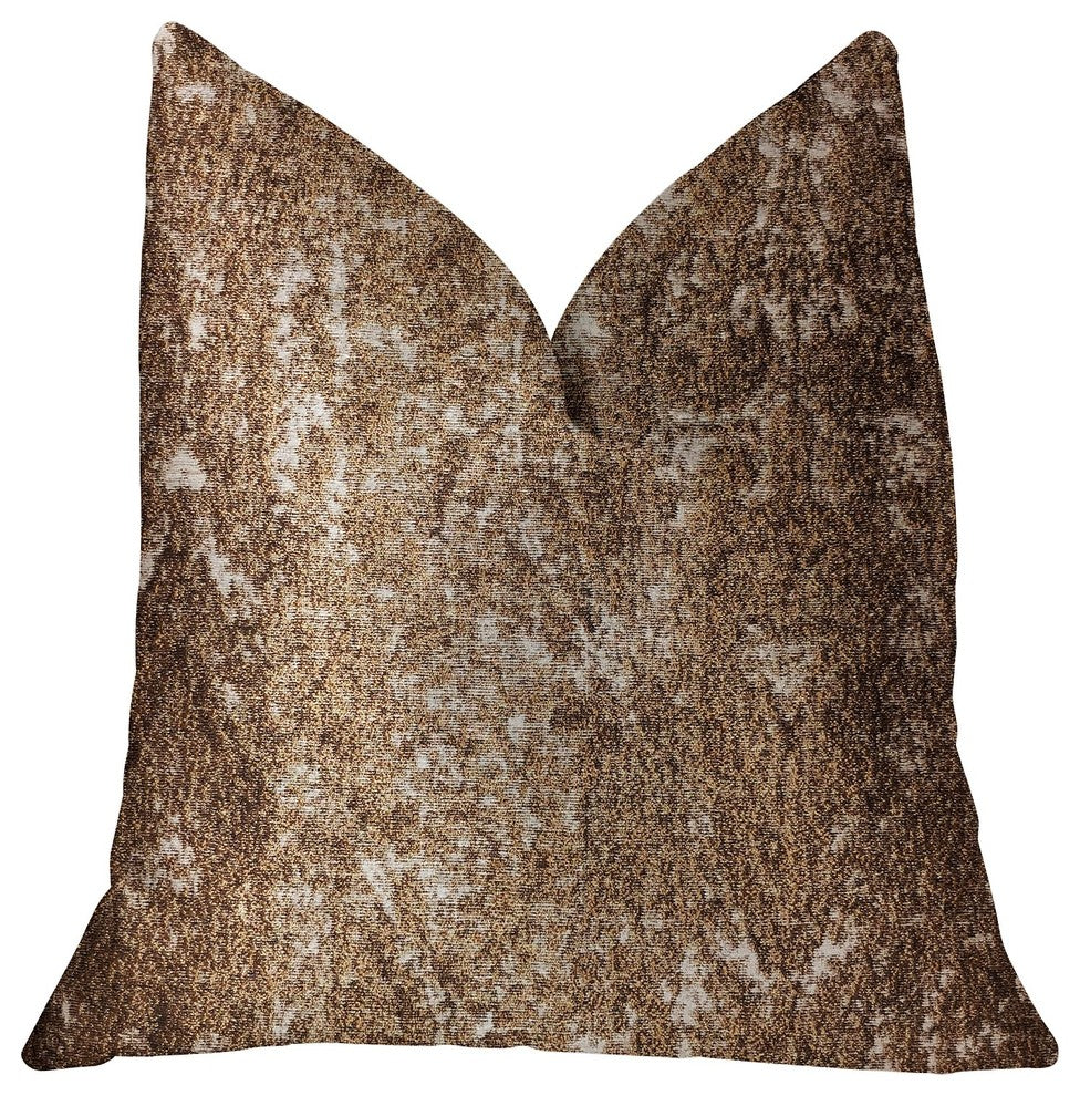 Chestnut Crush Brown Luxury Throw Pillow, 12"x20"