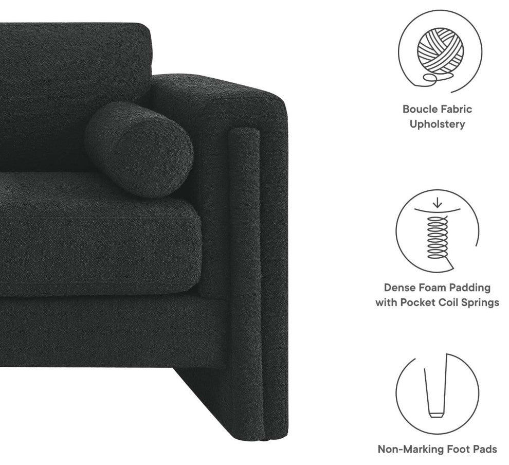 Visible Boucle Fabric Sofa - Black