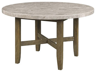 Karsen Dining Table With Marble Top, Natural Marble Top & Rustic Oak Finish