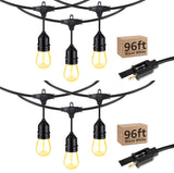 2-Pack 96ft LED Outdoor String Lights With 30+2 Shatterproof Vintage Edison Bulb