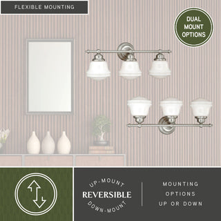 Huntley 3L Vanity Milk Glass Satin Nickel