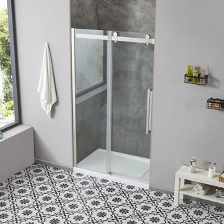 Bel Soft-Close Base/Door Alcove Shower Kit, Satin Nickel, 48"