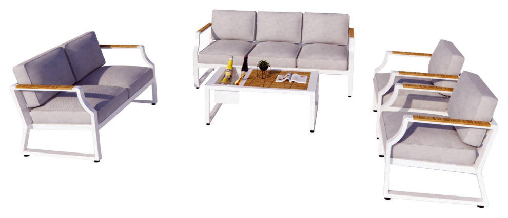 Trouvaille Outdoor Patio Conversation Sofa Set , White