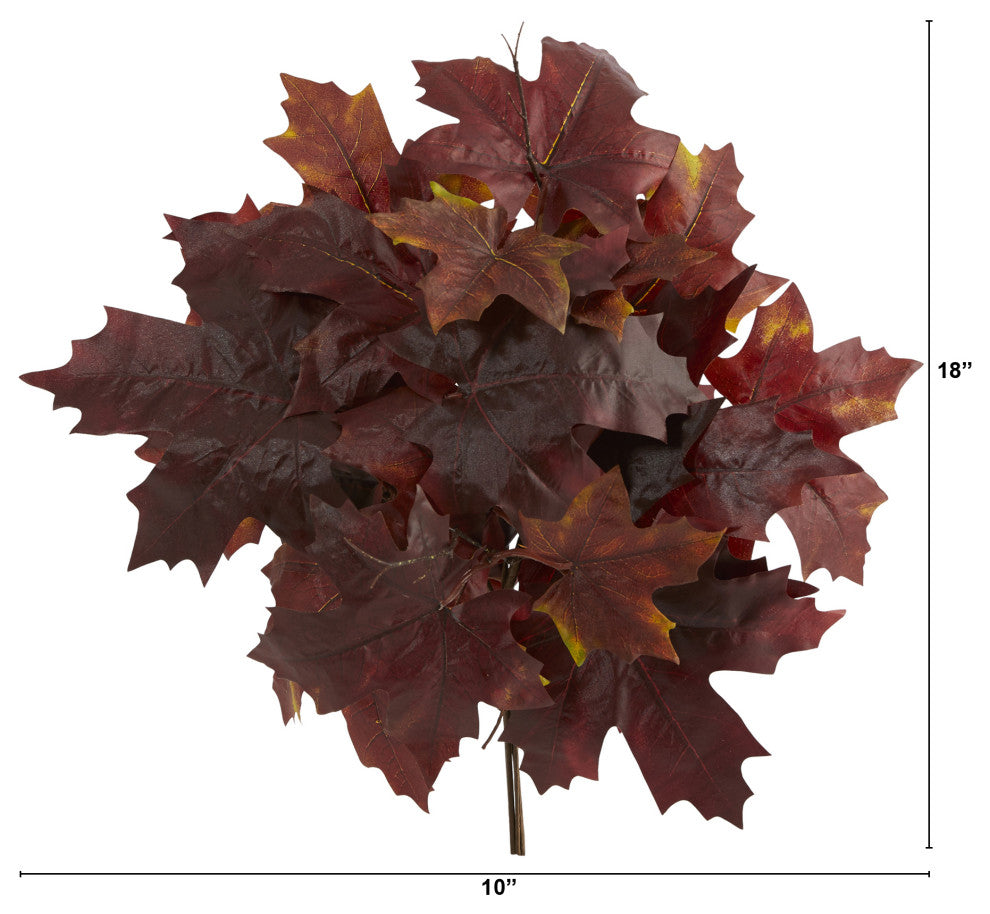 18" Autumn Maple Leaf Artificial Flower, Set of 2