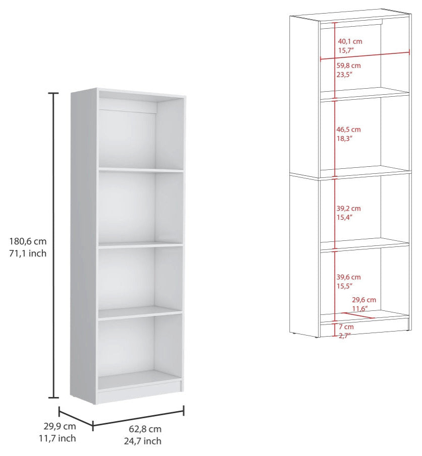 Benzoni Slim 2 Piece Living Room Set with 2 Bookcases, White