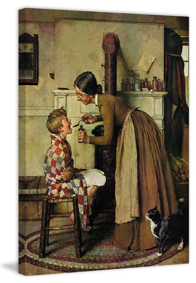 "Take Your Medicine" Painting Print on Canvas by Norman Rockwell
