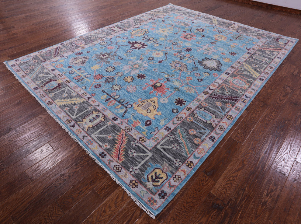 9' 3" X 11' 11" Turkish Oushak Hand Knotted Wool Rug - Q15649
