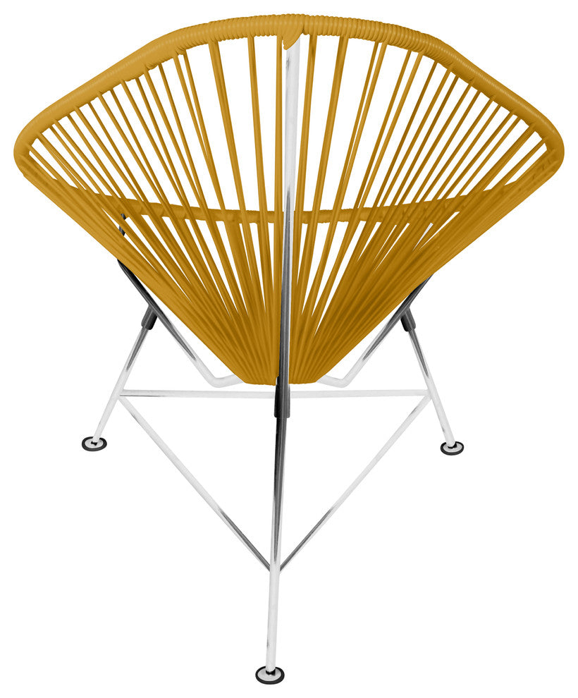 Acapulco Indoor/Outdoor Handmade Lounge Chair, Caramel Weave, Chrome Frame