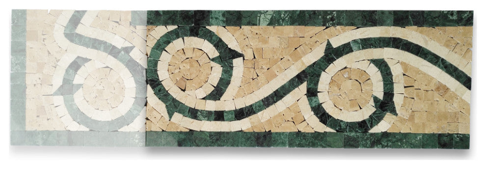 Marble Mosaic Border Listello Tile Vine Dark Green 5.1x12 Polished, 1 piece