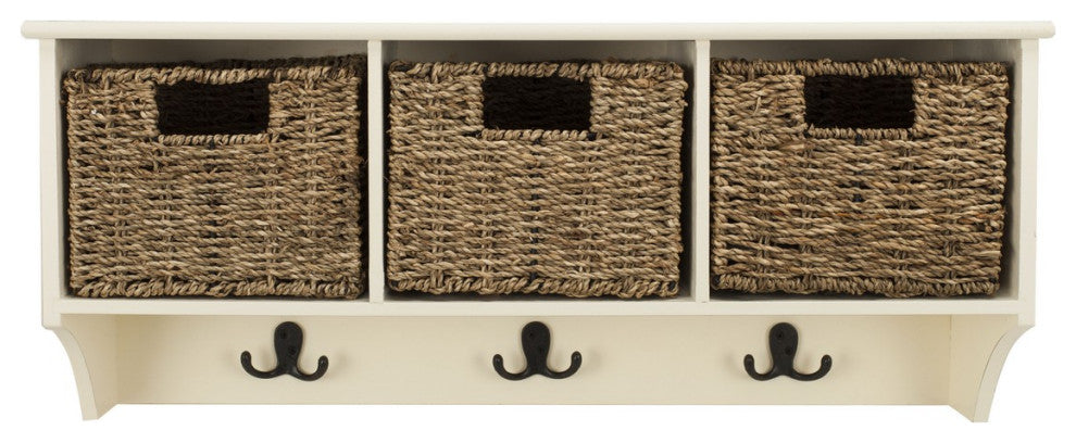 Safavieh Finley Hanging 3 Basket Wall Rack, White