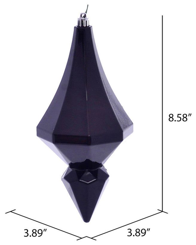 Vickerman Mc191017D 8" Black Candy Finish Diamond Finial Ornament, Pack of 2