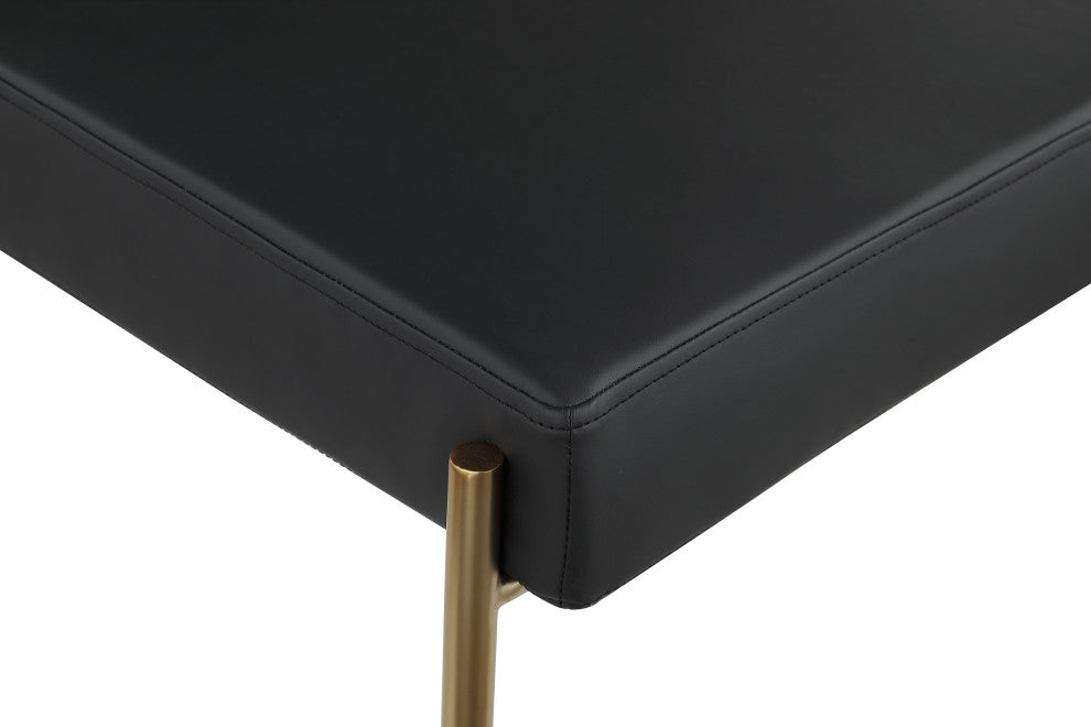 Carly Faux Leather Seat/Boucle Fabric Back Counter Stool, Black