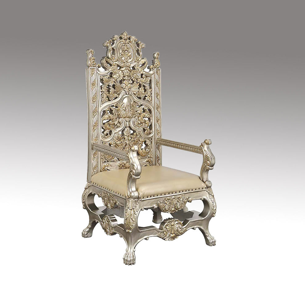 Set of 2 Arm Chair, Champagne and Gold Finish