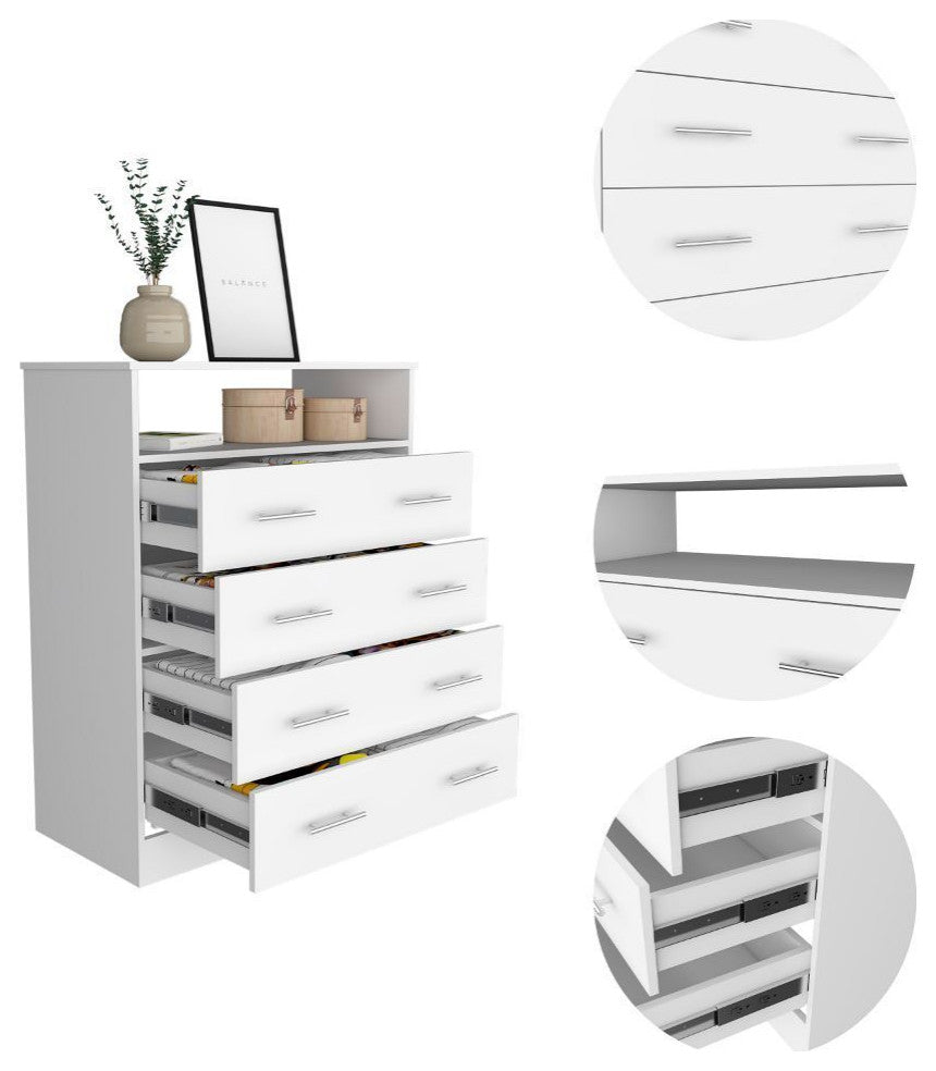 Serbian Four Drawer Dresser, White