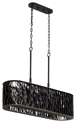 Estela 5-Lt Linear Pendant - Matte Black/French Gold